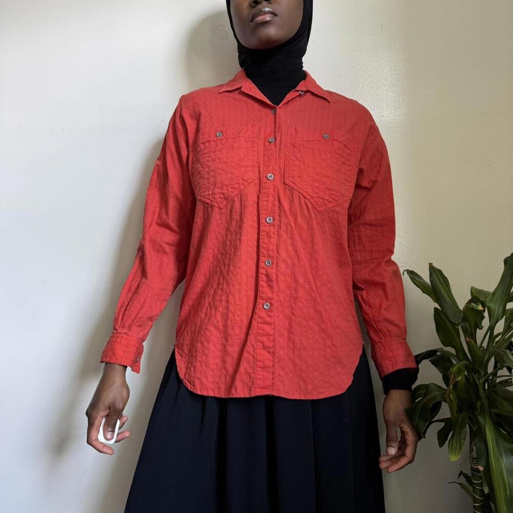 Vintage Orange button-up casual shirt size S - Picture 2 of 6